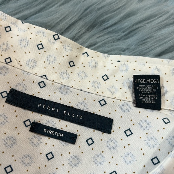Perry Ellis Geometric Print Cotton Stretch Short Sleeve Button Down Shirt 4XLT - Picture 9 of 11